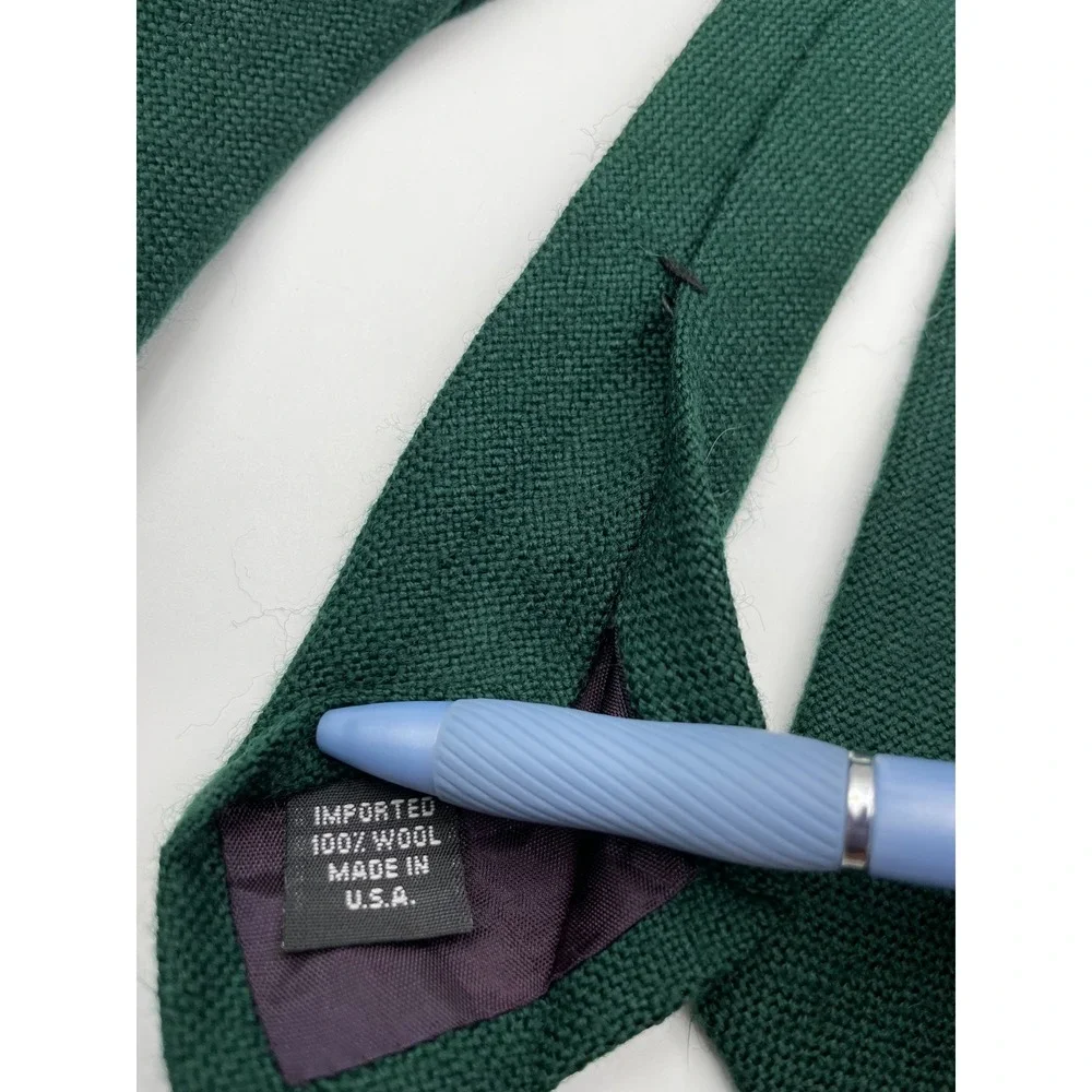 Liberty of London Mens Tie Forest Green 100% Wool Textured Hopsack Made in USA